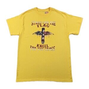Stand For The Flag Kneel For The Cross Medium Yellow Spell Out Art Print T Shirt